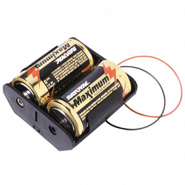 BATTERY HOLDER D 2 CELL 6" LEADS