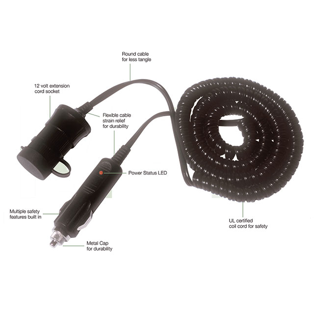 AUTO CBL ASSY W/SKT 12V 5A W/LED
