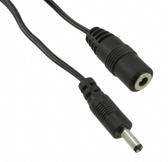 CBL ASSY 1.35MM JACK-PLG FLAT 3'
