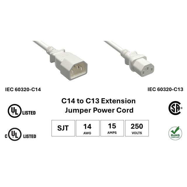 EXTEN PWR CORD C14/C13 14AWG 5'