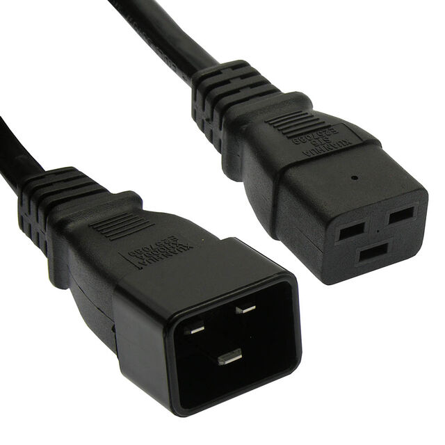 2Ft Power Cord C19 to C20 Black/