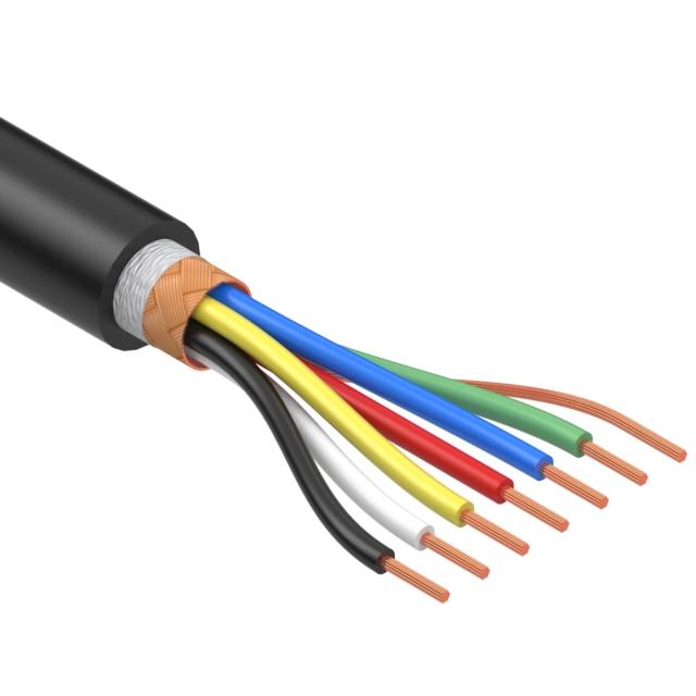 CABLE 6COND 24AWG BLACK SHLD 5M