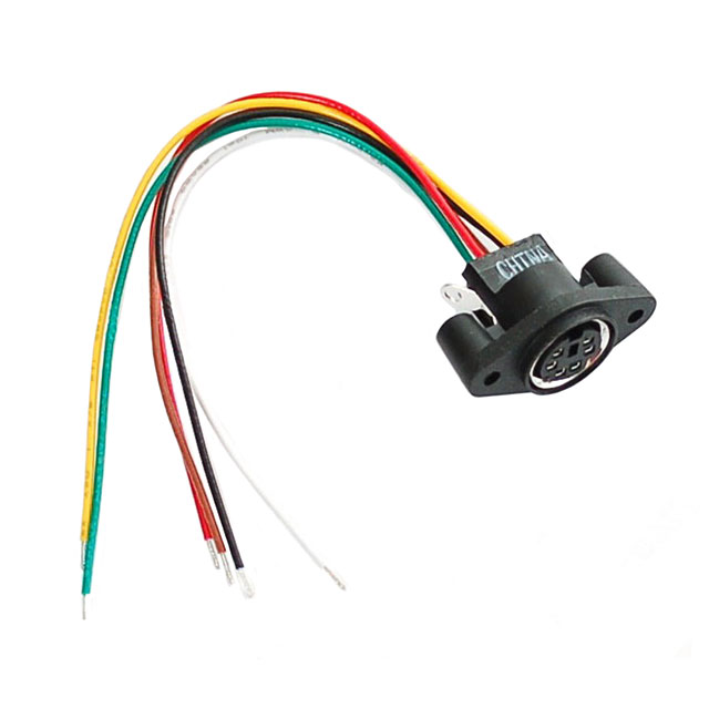 CONN RCPT FMALE MINI DIN 6P WIRE