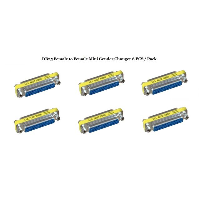 DSUB GNDR CHGR DB25F/F 6PCS/PACK
