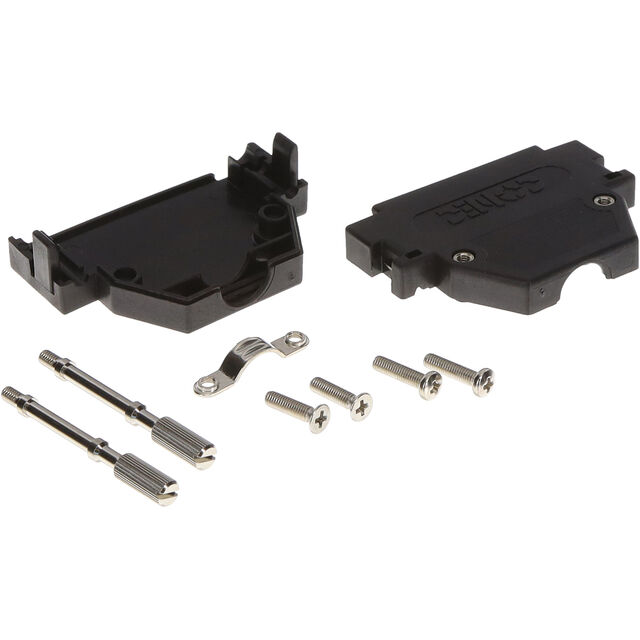 CONN BACKSHELL 25POS 180DEG BLK