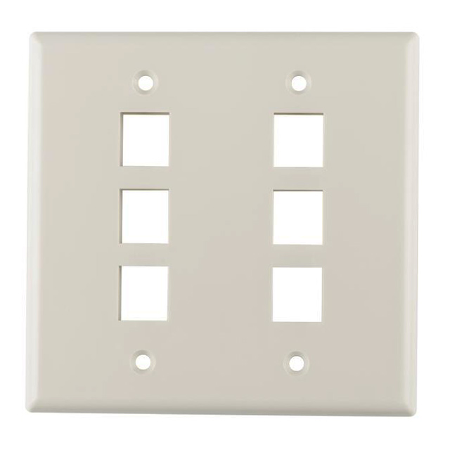 FACEPLATE DBL GANG 6PORT WHITE