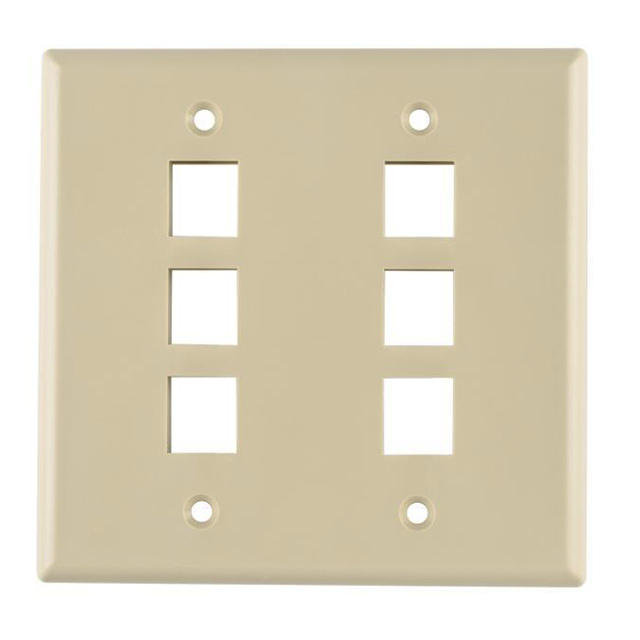 FACEPLATE DBL GANG 6PORT IVORY