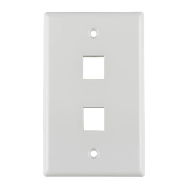 FACEPLATE SNGL GANG 2PORT WHITE