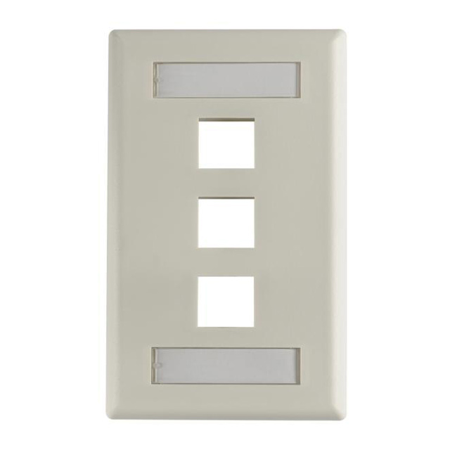 FACEPLATE SNGL GANG 3PORT WHITE