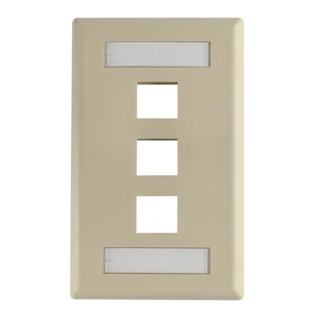 FACEPLATE SNGL GANG 3PORT IVORY