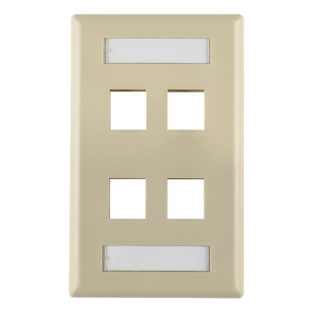 FACEPLATE SNGL GANG 4PORT IVORY