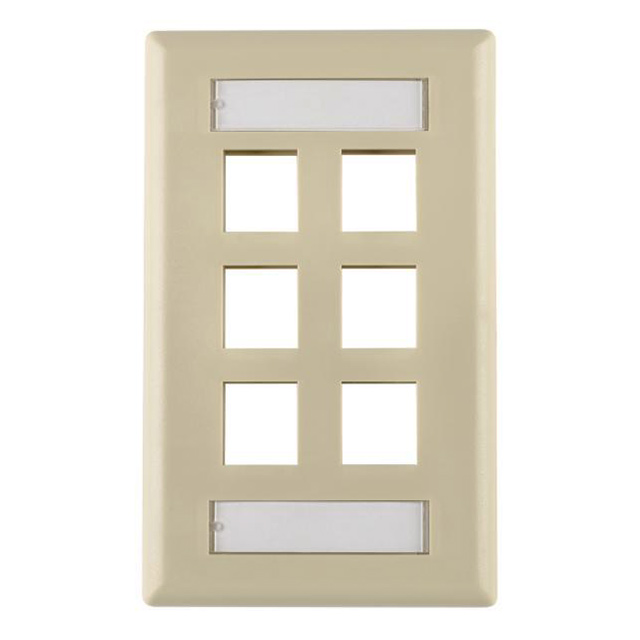 FACEPLATE SNGL GANG 6PORT IVORY