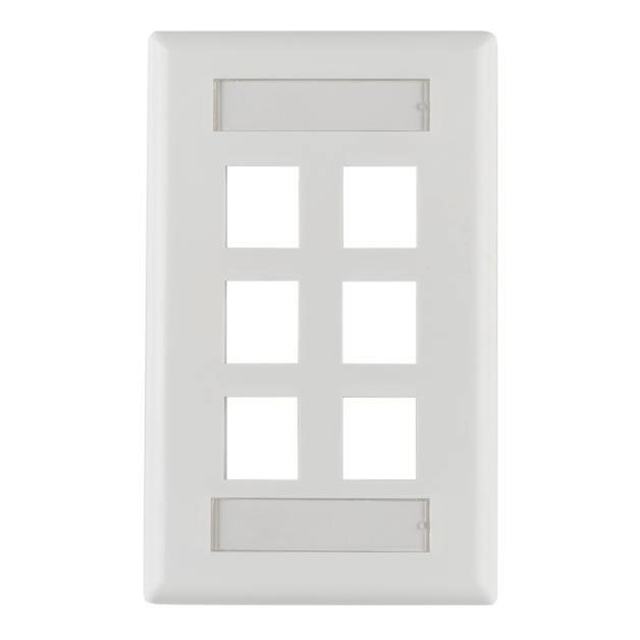FACEPLATE SNGL GANG 6PORT WHITE
