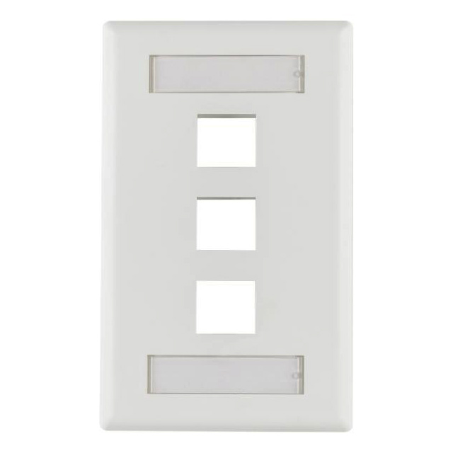 FACEPLATE SNGL GANG 3PORT WHITE