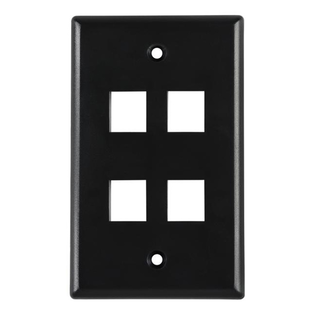 FACEPLATE SNGL GANG 4PORT BLACK