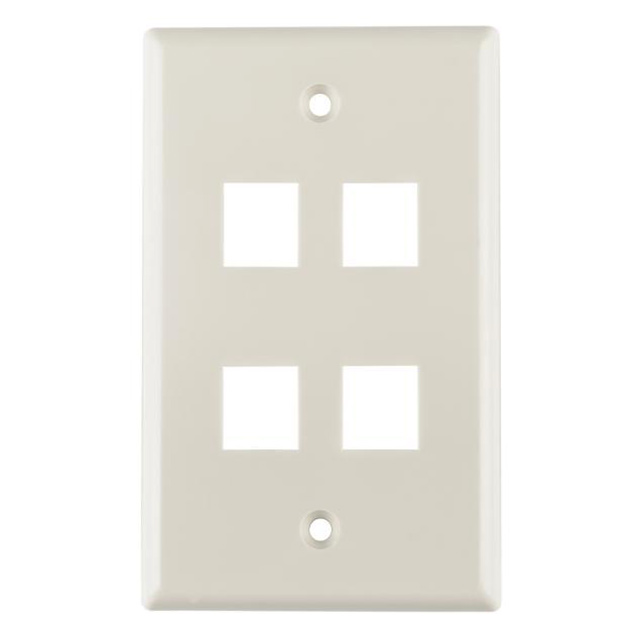 FACEPLATE SNGL GANG 4PORT WHITE