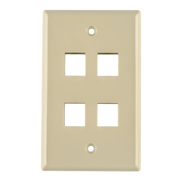 FACEPLATE SNGL GANG 4PORT IVORY