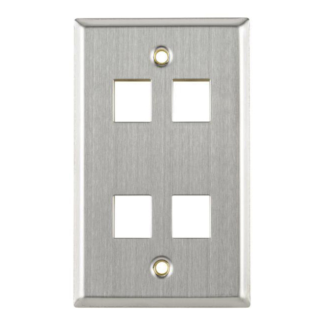 FACEPLATE SNGL GANG 4PORT SILVER