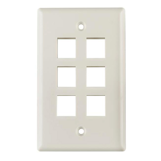 FACEPLATE SNGL GANG 6PORT WHITE