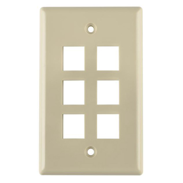 FACEPLATE SNGL GANG 6PORT IVORY