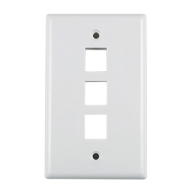 FACEPLATE SNGL GANG 3PORT WHITE