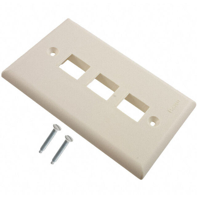 FACEPLATE SNGL GANG 3PORT WHITE