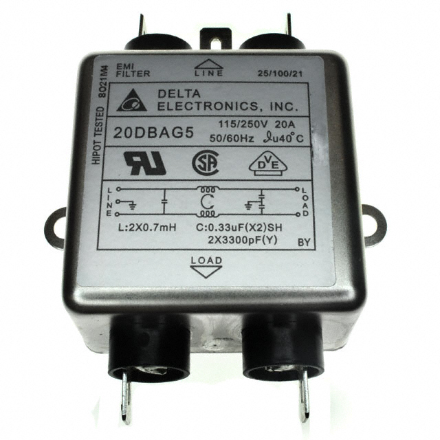LINE FILTER 115V/250VAC 20A CHAS