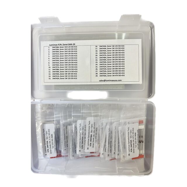 1W Zener Diode kit 29 values 5ea