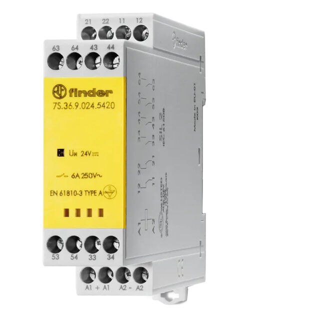 SFTY RLY GUIDE 4NO+2NC 6A 24VDC
